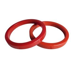 Vintage Bakelite Bangles Bracelets Spacers Stack of 2 Red/Orange Thick